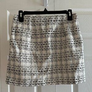 High Waist Plaid Tweed Skirt
